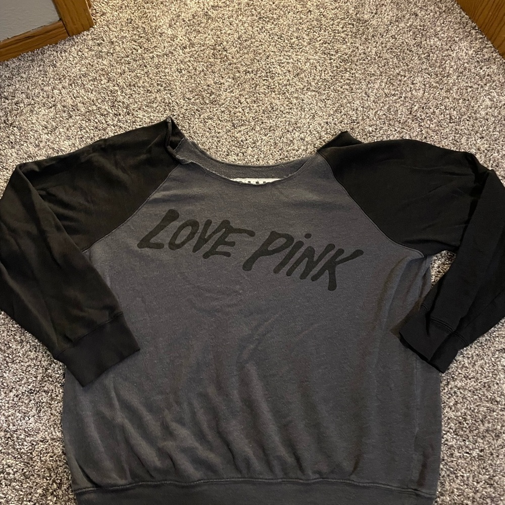 PINK Victoria's Secret Black & Gray Pullover Sweatshirt